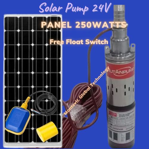 RUTANPUMP SOLAR SURMERSIBLE IMPELLER PUMP +Free Float Switch + Solar Panel 250W 1.5M3/Hr