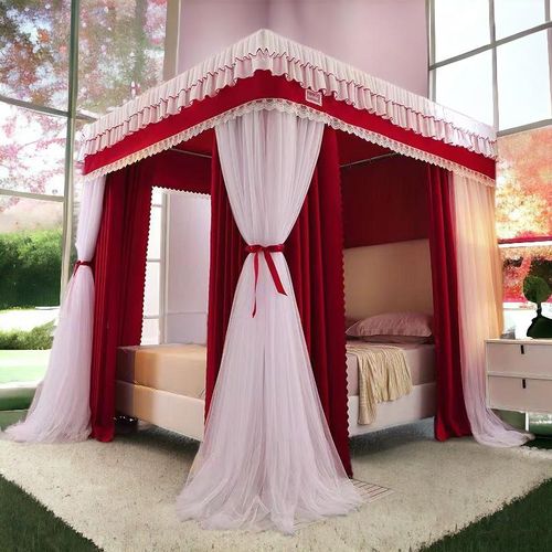 CLEARANCE OFFER Fashion Elegant 4-Stand Canopy Mosquito Net with Stainless Steel Bracket for 6*6 Bed