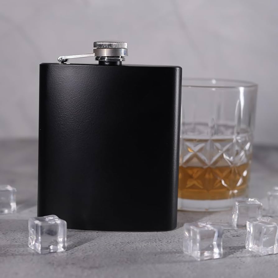 Hip whisky bottle.,Float with enjoyment with this Leather Stainless Steel Deluxe 6 Oz. Flask Gift Set. Wrapped in a leather around a stainless steel body,