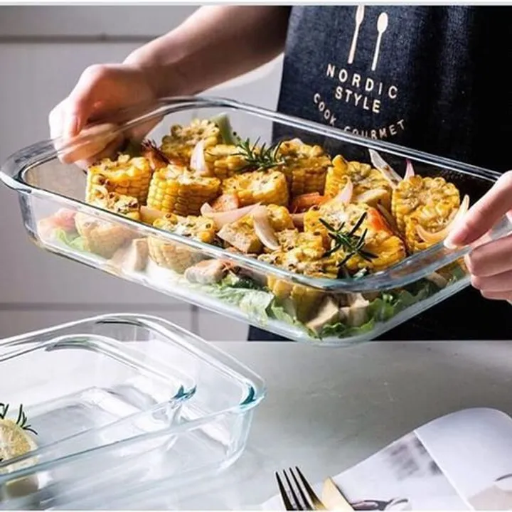 Signature Baking Tins Glass 2pc Set 2 of 2.2 and 3 ltrs, Rectangular Shape