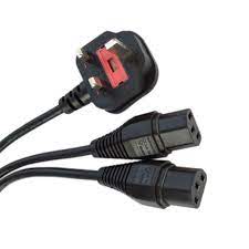 Cablestar Y Splitter Mains Kettle Twin Power Lead PC & Monitor