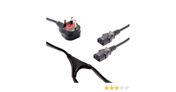 Cablestar Y Splitter Mains Kettle Twin Power Lead PC & Monitor