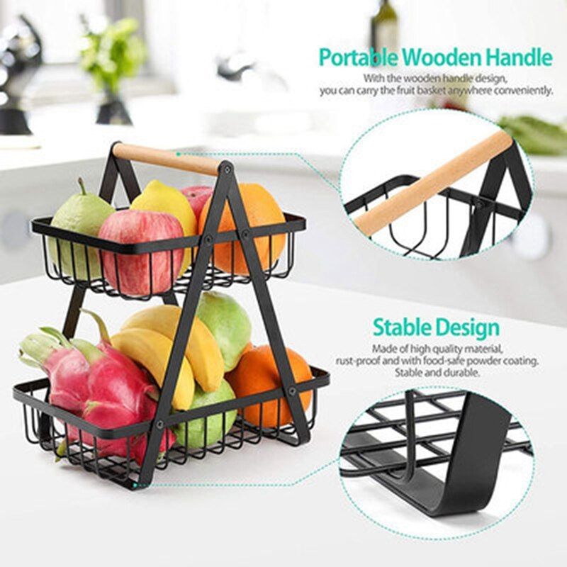 Metallic 2 layer (2 tier) Multifunctional organizer / fruit rack