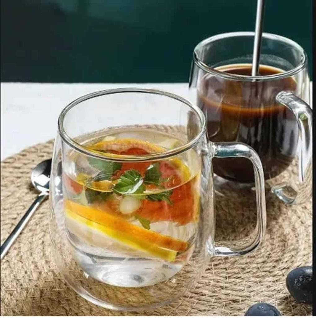 2Pcs Double Walled Mug;.
 The wide cup lip of the cup enables it to be a perfect cappuccino cup.