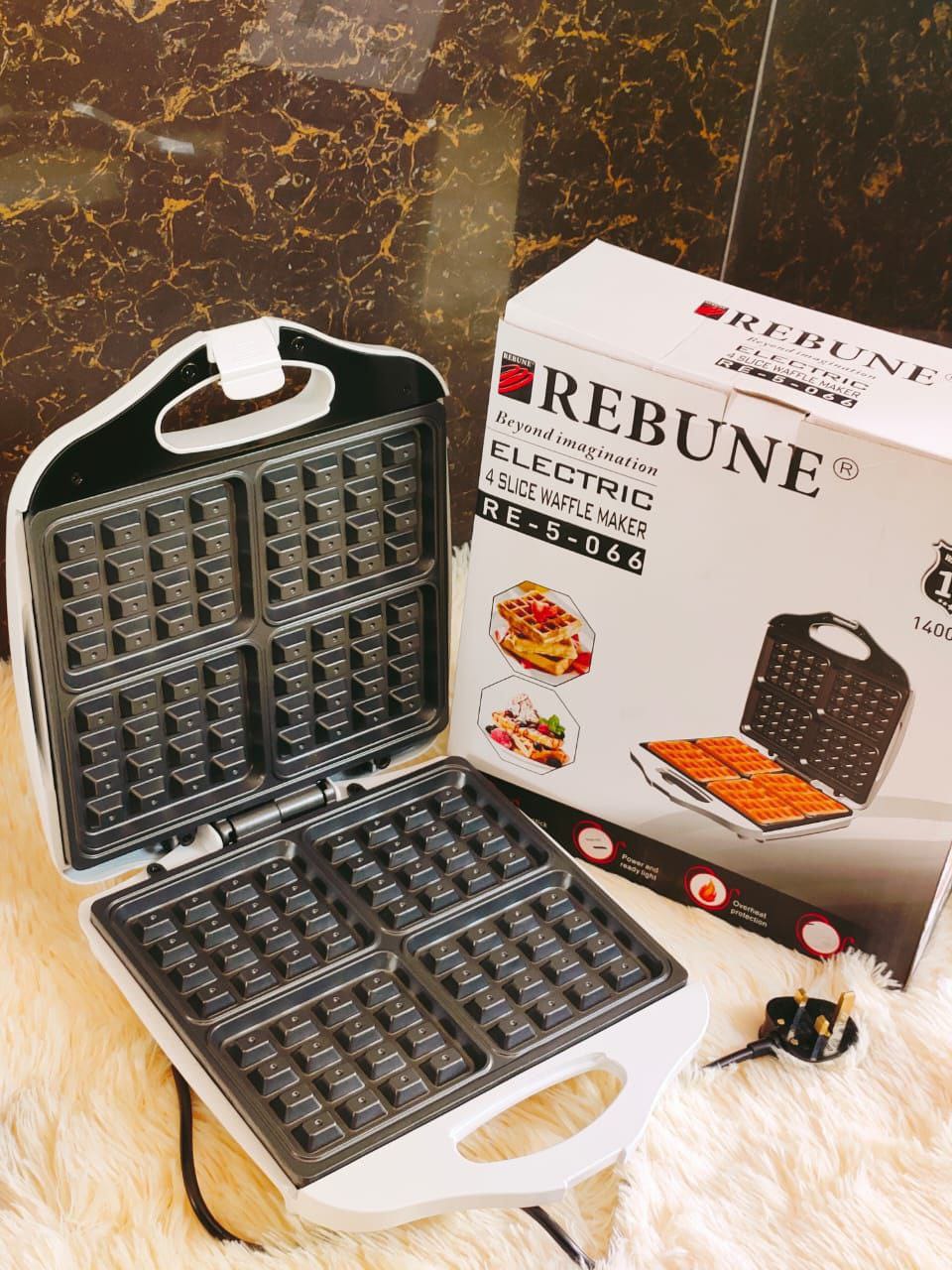 Rebune 4 slice waffle maker ;
Harmless, easy to clean- Stylish design makes it fit any occasion, a good choice for decoration at home.- Indicator light lets you know when the waffles are ready