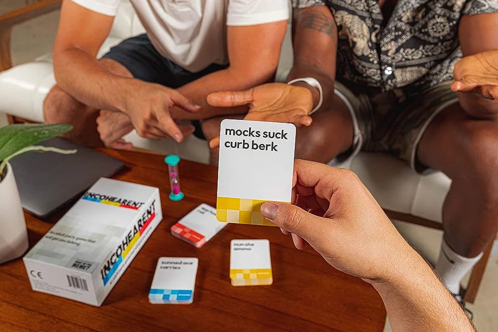 Incoherent card game;
This viral card game is a fan favorite in party games for adults and family