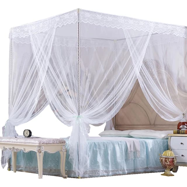 4 STAND MOSQUITO NET; 
Have a peaceful and good sleep.100%polyester mesh fabric ,TC fabric / cotton fabric conic apex plastic with loop metal hook