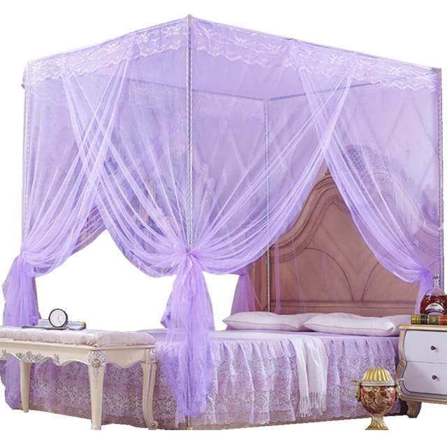 4 STAND MOSQUITO NET; 
Have a peaceful and good sleep.100%polyester mesh fabric ,TC fabric / cotton fabric conic apex plastic with loop metal hook