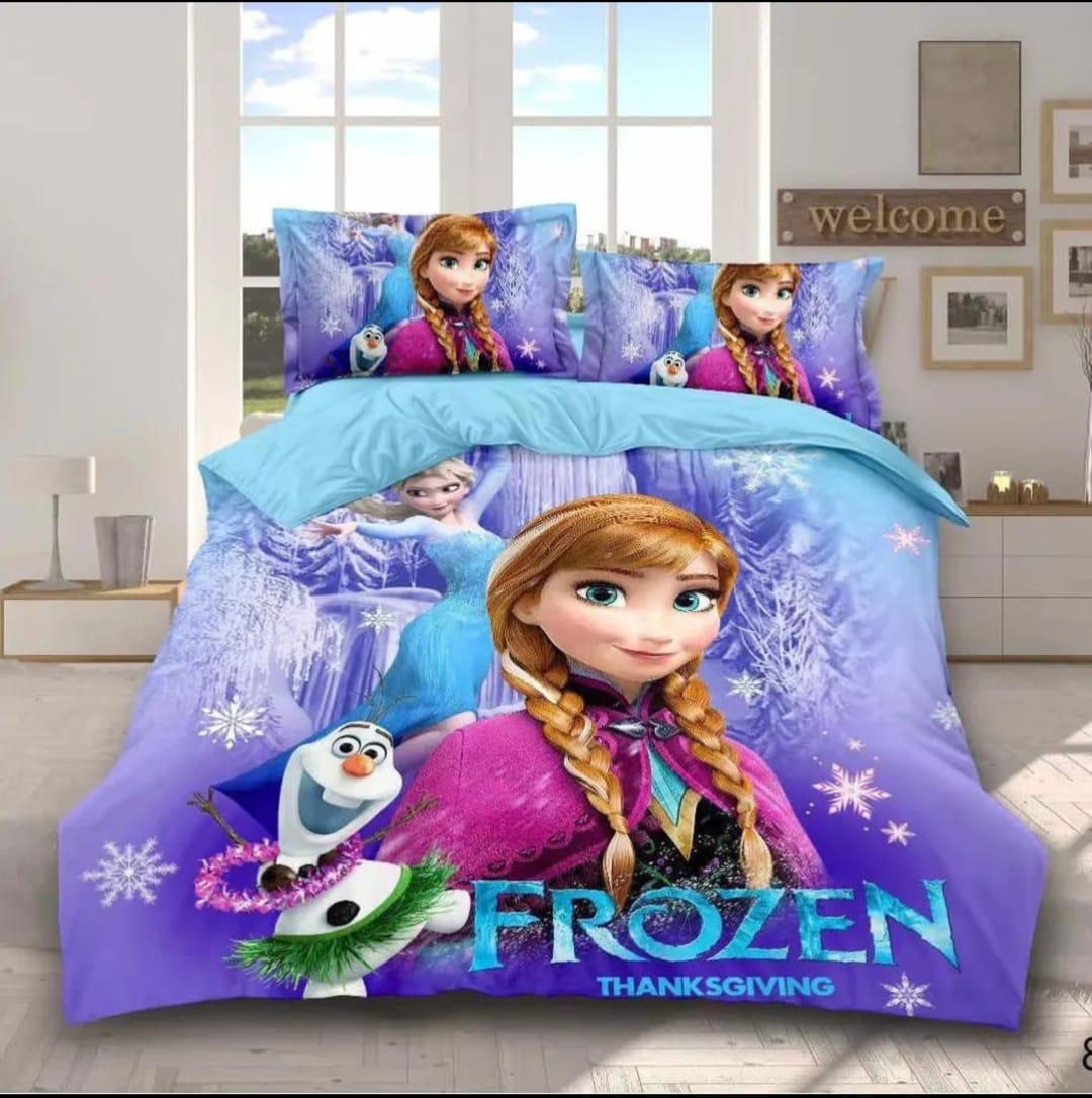 Cartoon theme duvets 4 by 6; The duvet is warm and elegant. It is cartoon themed and thus bringing about a fun and kiddish feeling to your child's bedroom.