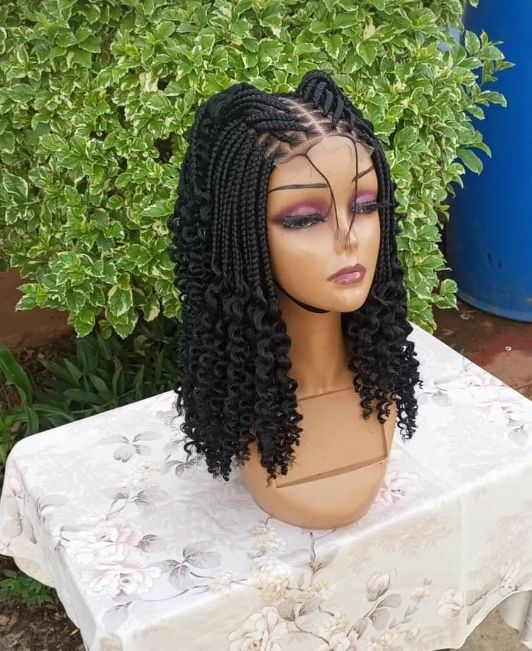 closure curly braided wig