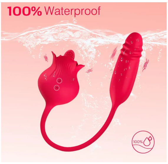 Rose Toy Vibrator Thrusting G Spot Dildo Clitoral Licking Stimulator Anal Plug Oral Tongue Adult Teasing Sex Toys for Women Couple Masturbation view 3