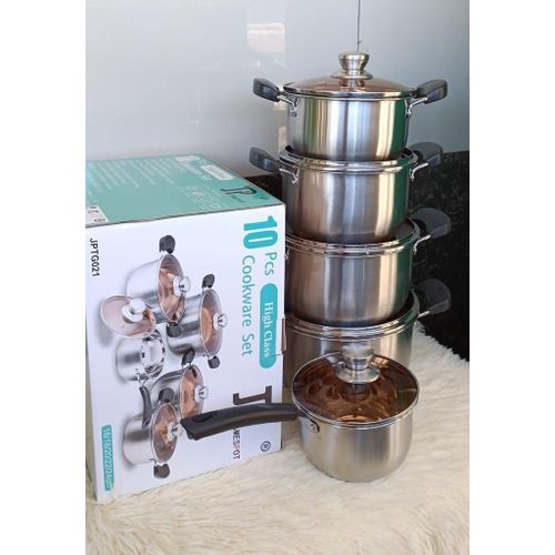 JP 10 PCs Heavy Duty Sufurias Cook Ware Set Ideal for open charcoal jiko or firewood cooking, gas or electricity.