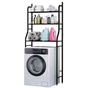 3 Tier Over The Washing Machine Storage Rack Suitable to place at bathroom, kitchen, balcony. The height of each tray can be adjusted freely by rubber ring.