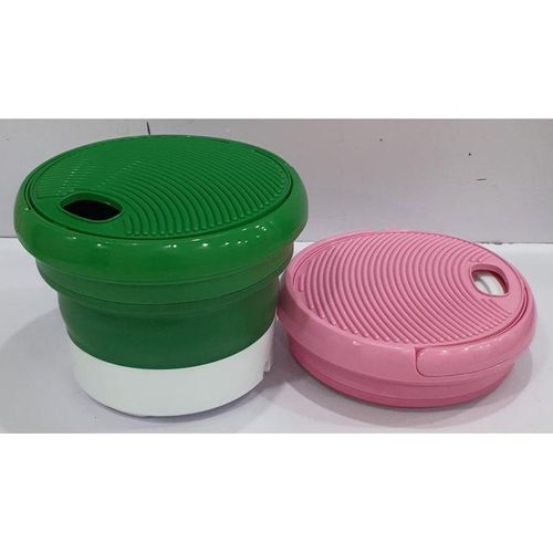 Mini foldable washing machine This is a small foldable portable washing machine, its small size is very suitable for washing children\'s clothes, underwear, socks, towels, etc. Elution dual-purpose, deep stain removal.