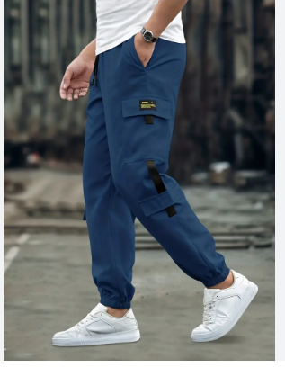 Fashion unisex  Pants Casual Solid Color Pockets Waist Drawstring Ankle Tied Skinny Cargo Pants unisex Clothing Streetwear Pants