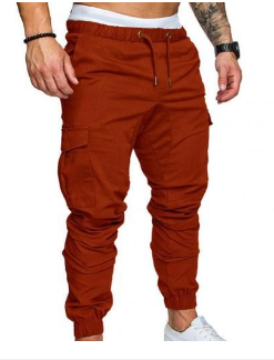 Fashion unisex  Pants Casual Solid Color Pockets Waist Drawstring Ankle Tied Skinny Cargo Pants unisex Clothing Streetwear Pants