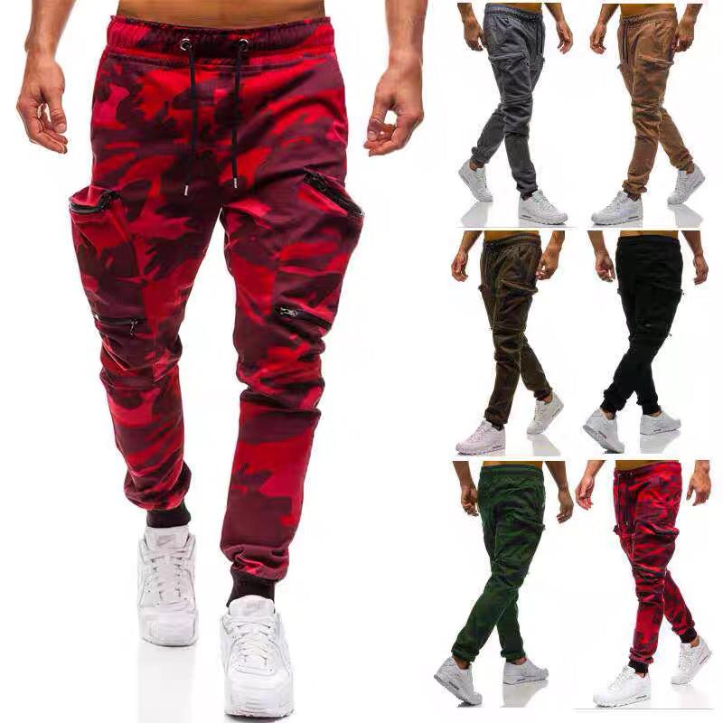 Fashion unisex  Pants Casual Solid Color Pockets Waist Drawstring Ankle Tied Skinny Cargo Pants unisex Clothing Streetwear Pants