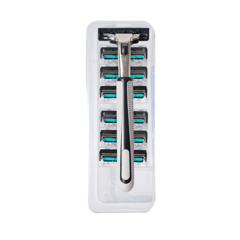 UPHUI 7-Pack Razor Blades Men's Shaver Men's Facial Hair Removal Sharp 2-Ply Razor Blade Tools Razor Holder Universal Hand Shaver Replacement Set