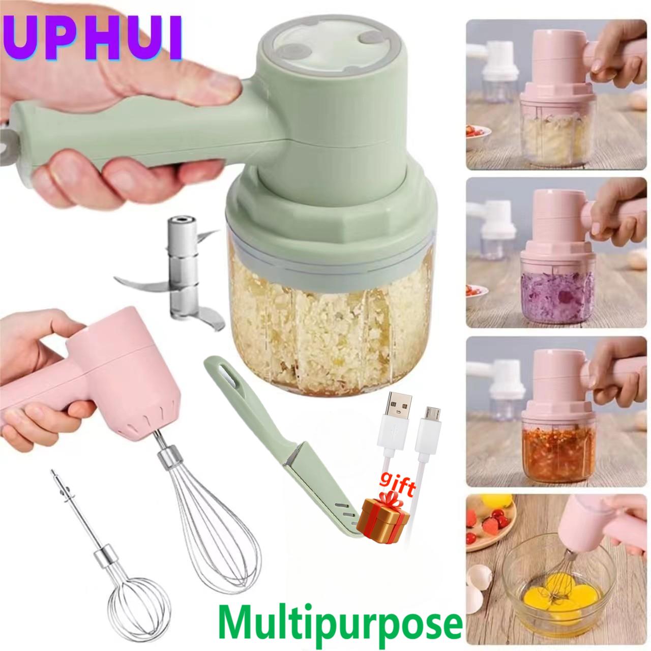 UPHUI 3-in-1 portable electric meat grinder, egg beater, butter mixer, multifunctional automatic mixing, handheld meat grinder, practical kitchen tool, butter mixer, electric garlic machine