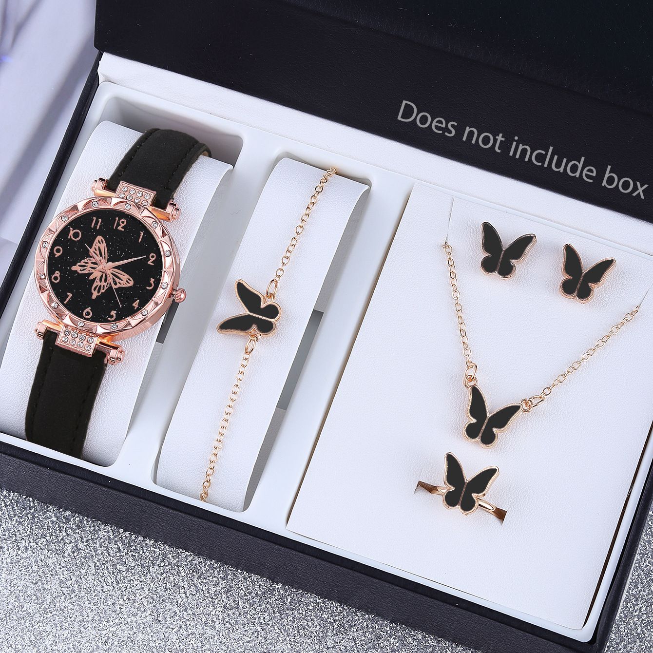 UPHUI Watches Set 5pcs/Set Fashion Butterfly Ladies Belt and Women's Watches Watch Set