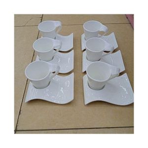 Set Of 6 Swags Cups White Ceramic Mug Coffee Cup And Saucer Set Milk Tea Cups Wave Coffee Mug Office Afternoon Tea Cup Milk Cups Tea Mugs