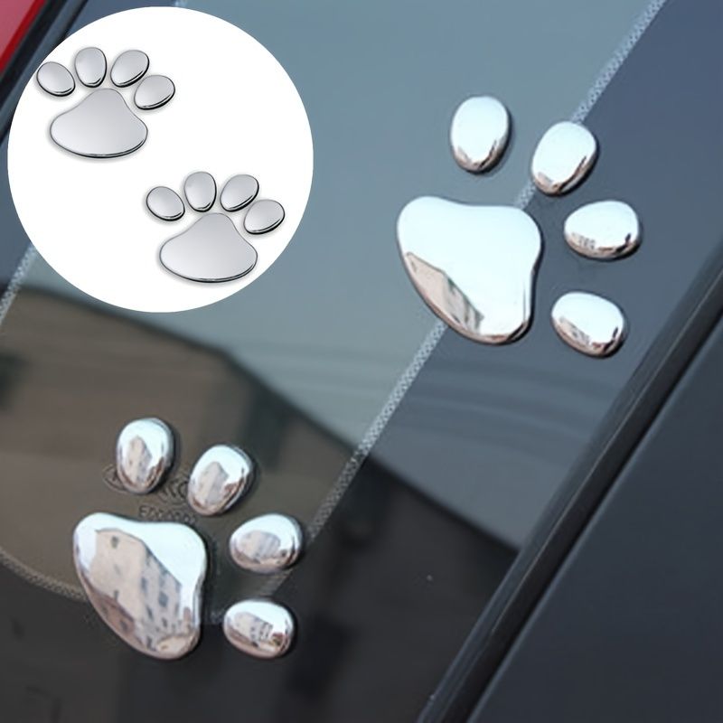 2pcs/set Car Sticker Window Bumper Body Cool Design Paw 3D Animal Dog Cat Footprint Decal PVC Styling Emblem Auto Creative Exterior Accessories