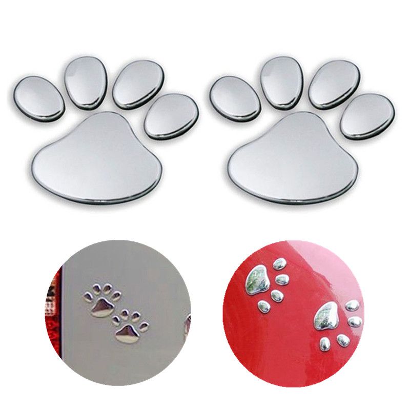 2pcs/set Car Sticker Window Bumper Body Cool Design Paw 3D Animal Dog Cat Footprint Decal PVC Styling Emblem Auto Creative Exterior Accessories
