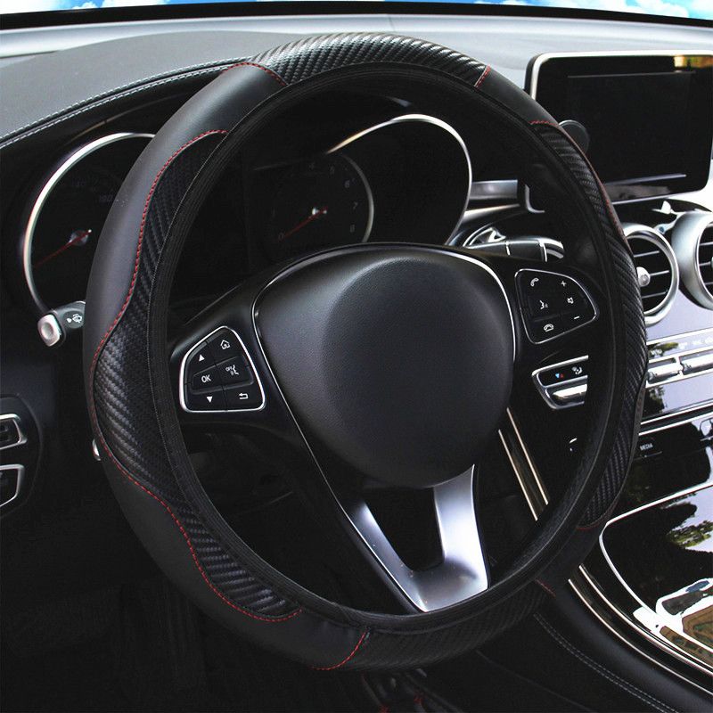 For 38cm/15inch Car Steering Wheel Cover PU Leather Anti-Slip Elastic Protective Case Auto Accessories Decorations