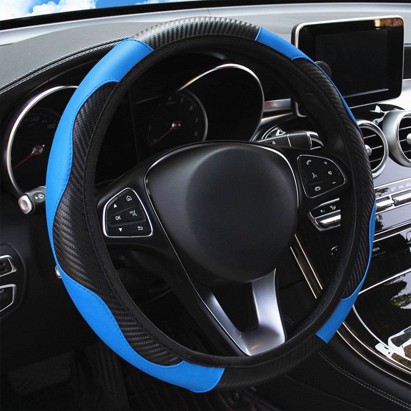 For 38cm/15inch Car Steering Wheel Cover PU Leather Anti-Slip Elastic Protective Case Auto Accessories Decorations