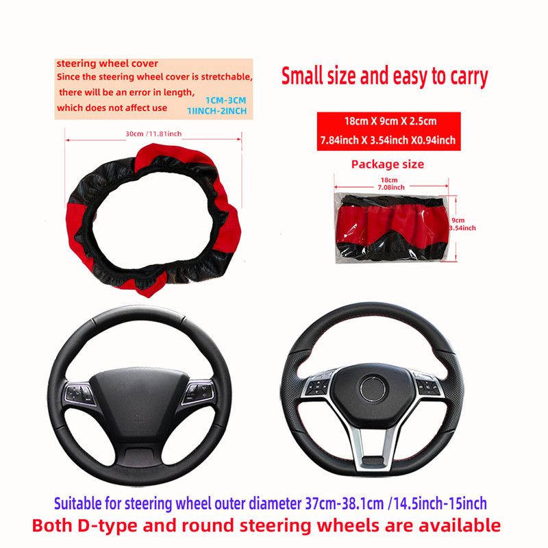 For 38cm/15inch Car Steering Wheel Cover PU Leather Anti-Slip Elastic Protective Case Auto Accessories Decorations