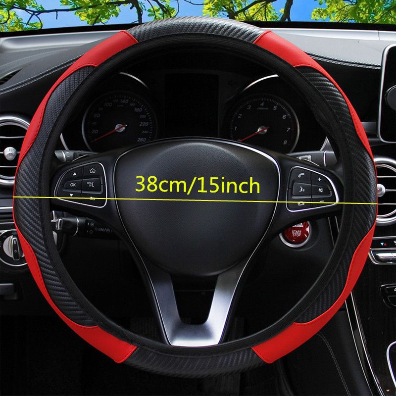 For 38cm/15inch Car Steering Wheel Cover PU Leather Anti-Slip Elastic Protective Case Auto Accessories Decorations