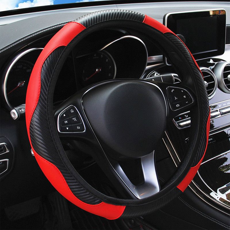 For 38cm/15inch Car Steering Wheel Cover PU Leather Anti-Slip Elastic Protective Case Auto Accessories Decorations