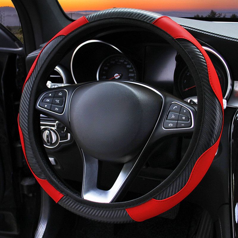 For 38cm/15inch Car Steering Wheel Cover PU Leather Anti-Slip Elastic Protective Case Auto Accessories Decorations