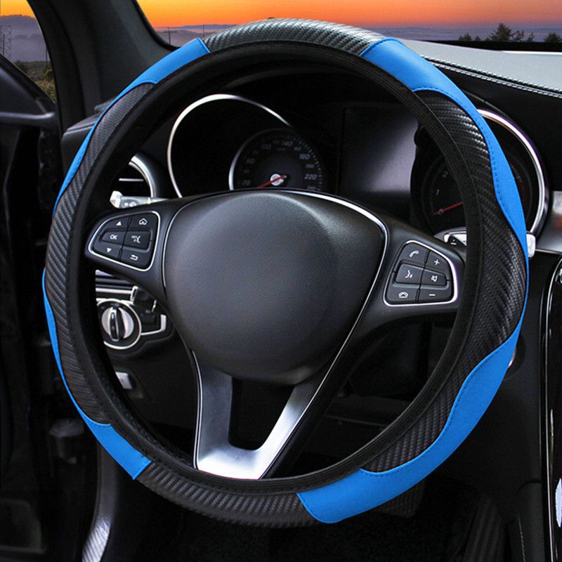 For 38cm/15inch Car Steering Wheel Cover PU Leather Anti-Slip Elastic Protective Case Auto Accessories Decorations