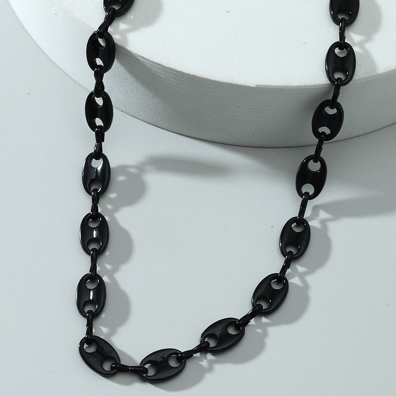 2PCS Coffee Bean Chain Bracelet Suit Men Women Pig Nose Necklace Hip Hop Personality Charm Jewelry