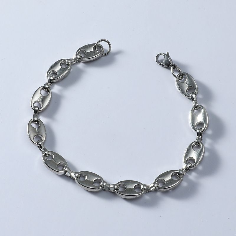 2PCS Coffee Bean Chain Bracelet Suit Men Women Pig Nose Necklace Hip Hop Personality Charm Jewelry