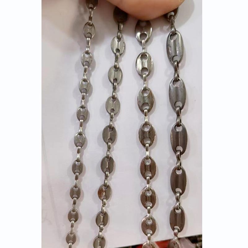 2PCS Coffee Bean Chain Bracelet Suit Men Women Pig Nose Necklace Hip Hop Personality Charm Jewelry