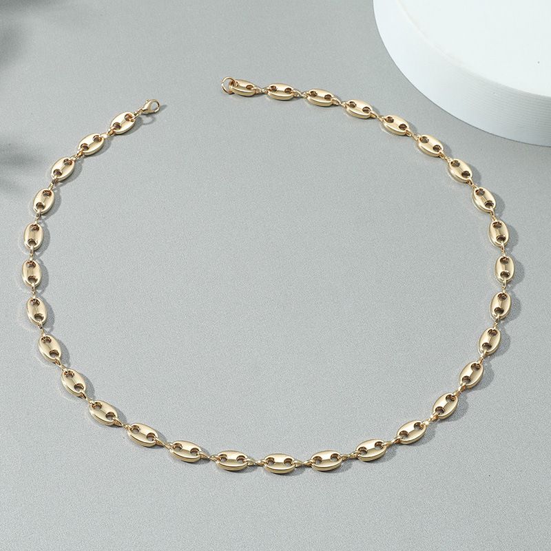 2PCS Coffee Bean Chain Bracelet Suit Men Women Pig Nose Necklace Hip Hop Personality Charm Jewelry