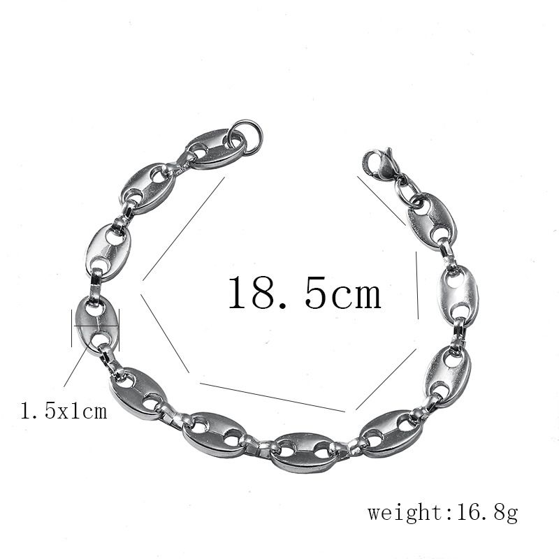 2PCS Coffee Bean Chain Bracelet Suit Men Women Pig Nose Necklace Hip Hop Personality Charm Jewelry