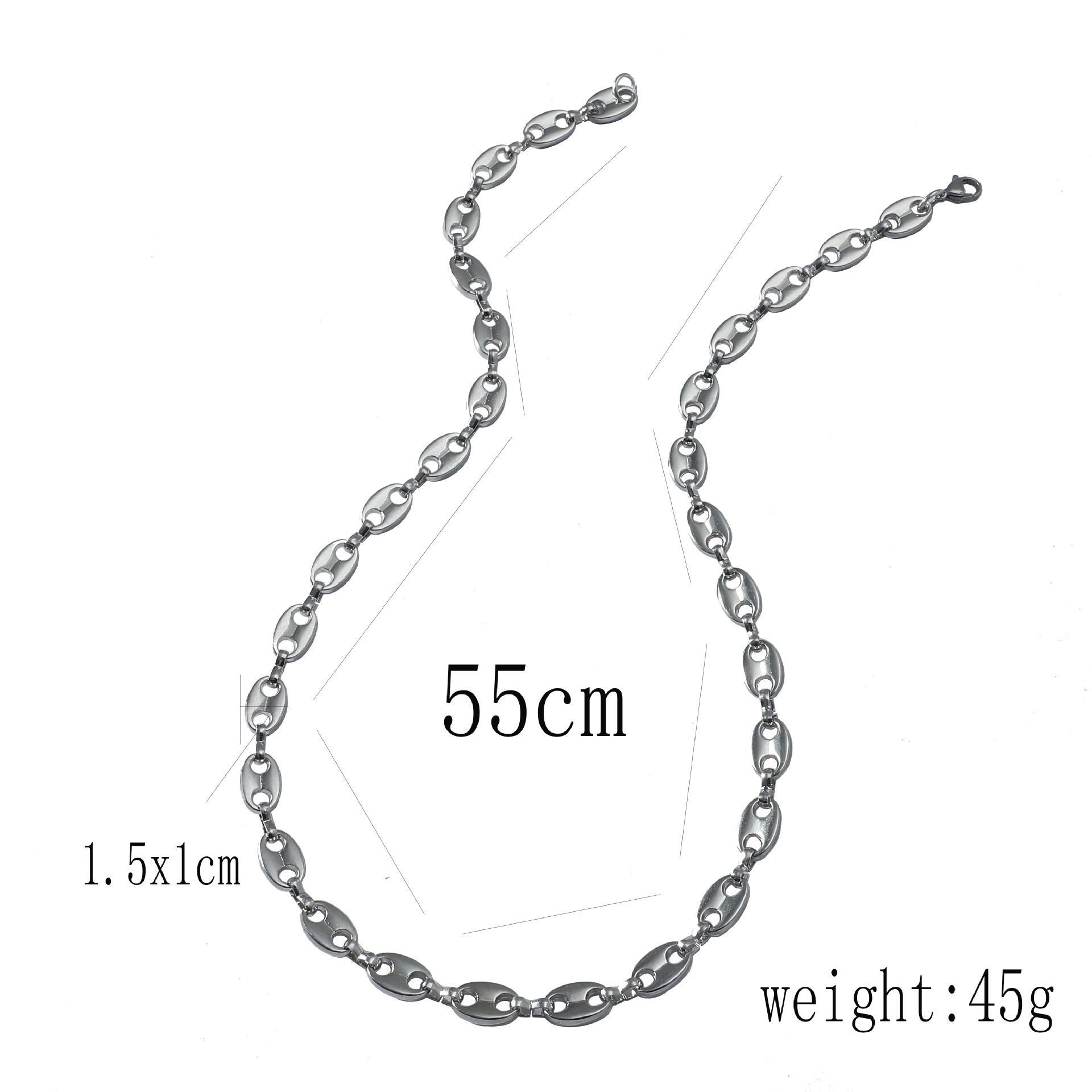 2PCS Coffee Bean Chain Bracelet Suit Men Women Pig Nose Necklace Hip Hop Personality Charm Jewelry