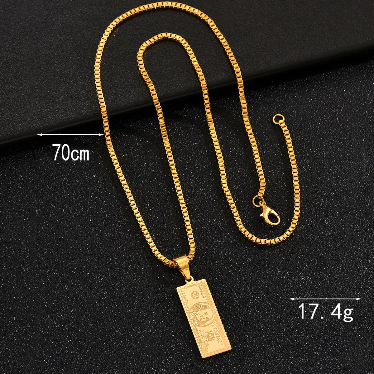 European and American Hip Hop Jewelry Personalized Titanium Steel Rich Dollar Small Banknote Pendant Men's Necklace