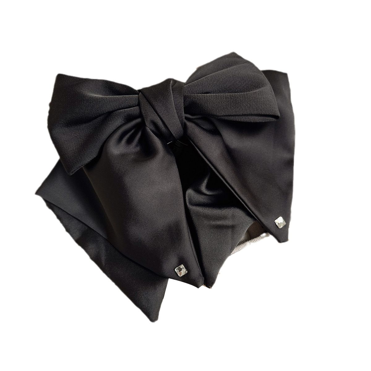 South Korea Heavy Industry Diamond Hairpin Women's Black Big Bow Hair Accessories Elegant Elegant Spring Clip Headwear