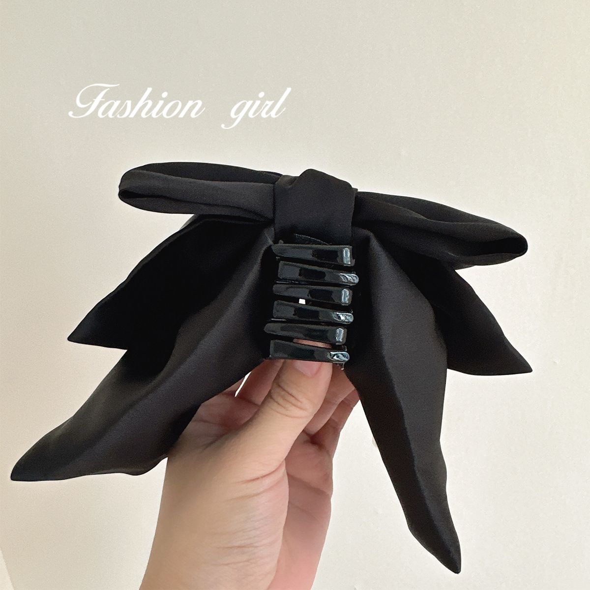 South Korea Heavy Industry Diamond Hairpin Women's Black Big Bow Hair Accessories Elegant Elegant Spring Clip Headwear