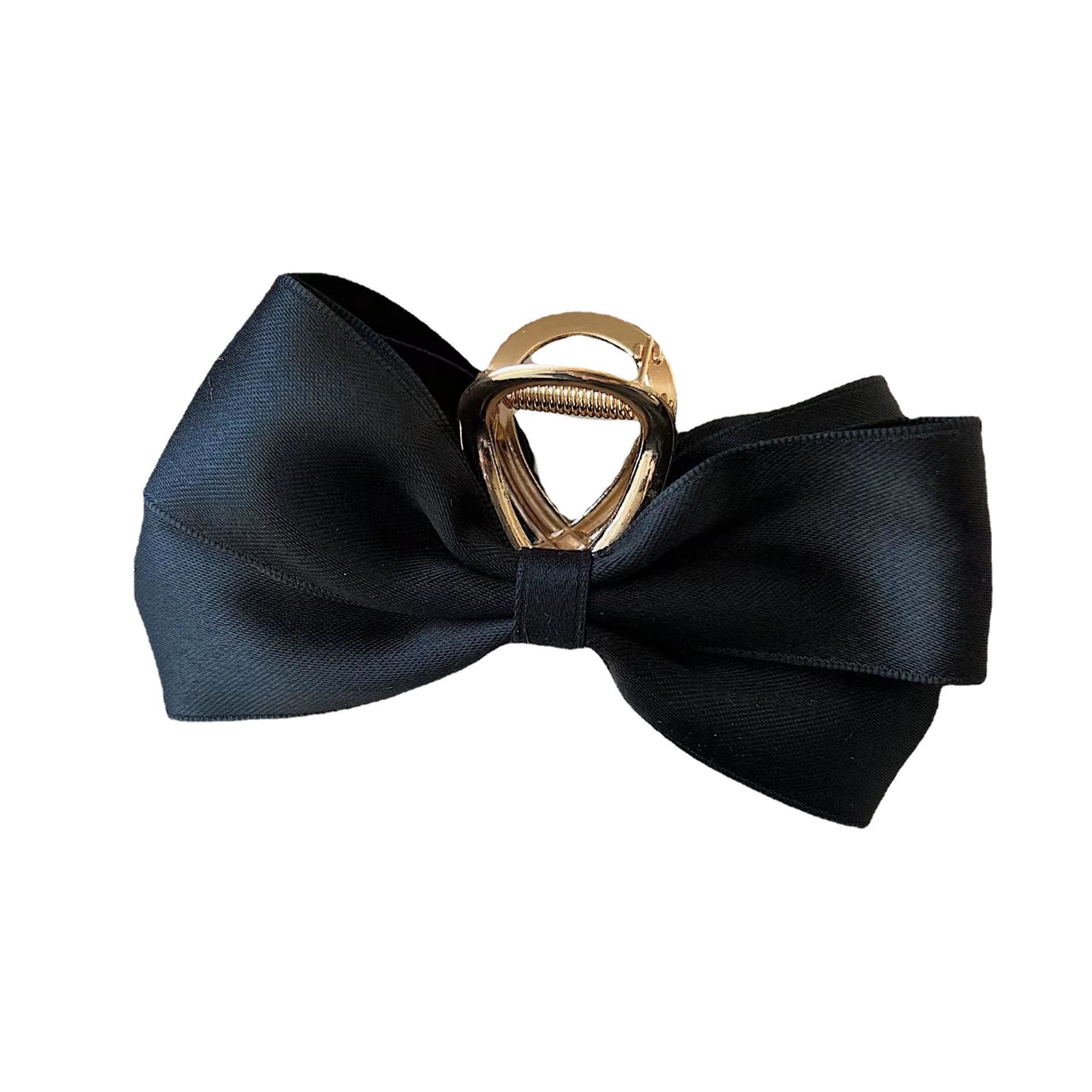 Simple Elegant Angel Satin khaki Bow Hair Grab Clip Hair Clip Shark Clip Back Head Plate Hair Claw