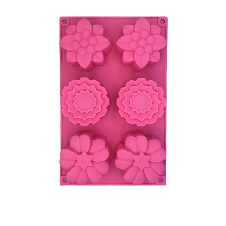 6 Even 3 Groups of Different Flower Type Silicone Cake Mold Soap Mold Jelly Pudding Ice Cream Rice Cake Mold FDA