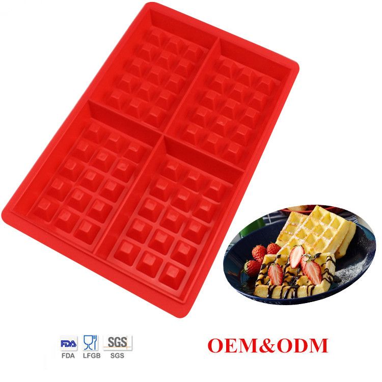 4 Even Square Waffle Silicone Cake Mold Baking Biscuit Mold Muffin Mold Chocolate