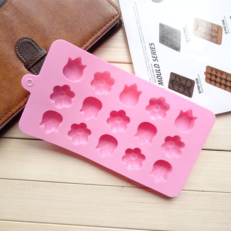 Silicone Cake Mold 15 Tulip Flower Small Chocolate Mold Jelly Rice Cake Small Ice Mold