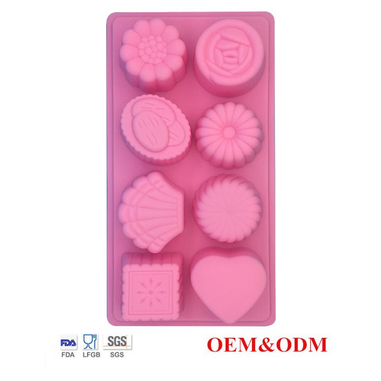 Silicone Cake Mold 8 Even Flower-shaped Right Lower Love Ice Cream Mold Pudding Ice Cream Moon Cake Mold