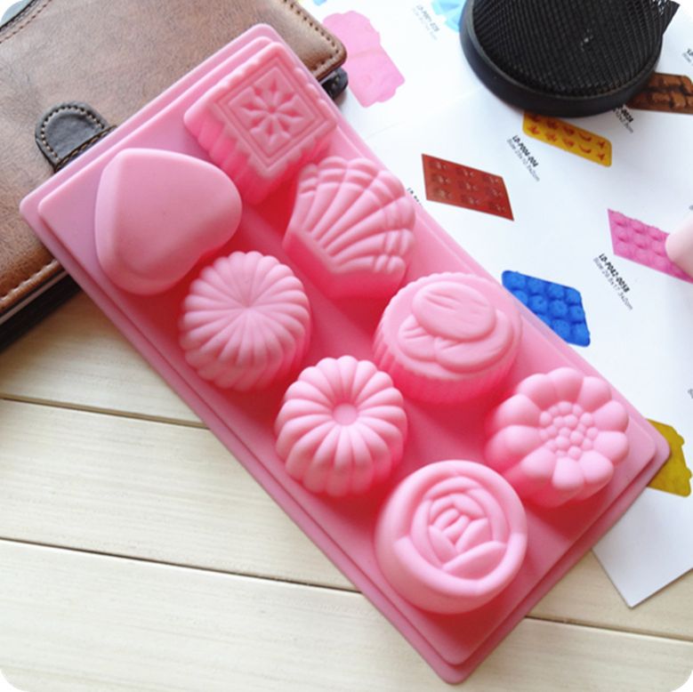 Silicone Cake Mold 8 Even Flower-shaped Right Lower Love Ice Cream Mold Pudding Ice Cream Moon Cake Mold