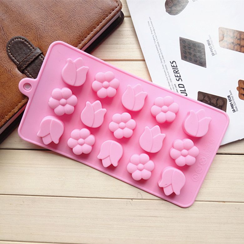 Hair Silicone Cake Mold 15 Tulip Flower Small Chocolate Mold Jelly Rice Cake Small Ice Mold